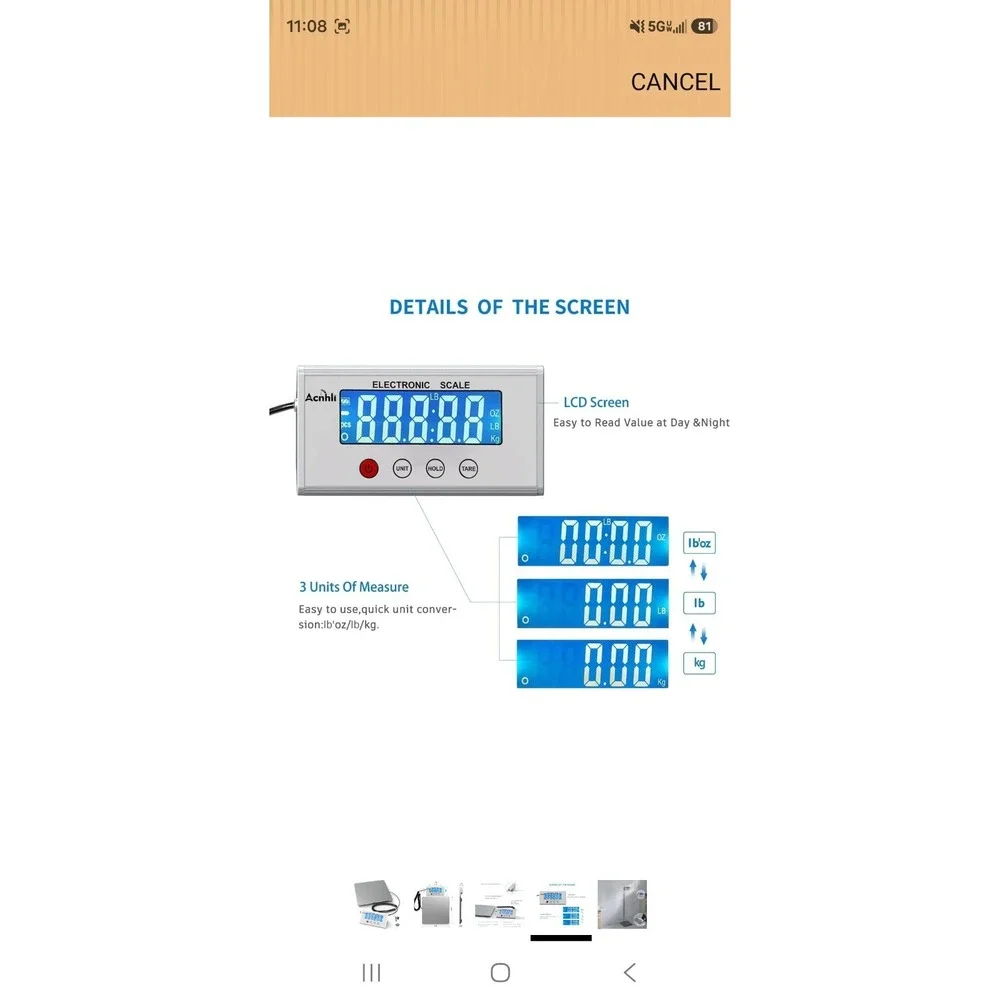 Achnli Digital scale 440lb Capacity